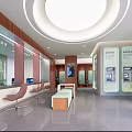 Modern Bank Interior With Open Lobby Self Service Kiosks And Service Windows