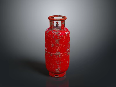 Red Old Worn Gas Cylinder Equipment With Scratched Surface For Industrial Storage 3d model