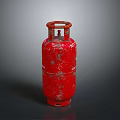 Red Old Worn Gas Cylinder Equipment With Scratched Surface For Industrial Storage