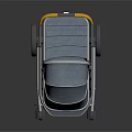 Modern Gray Baby Stroller With Yellow Handle Canopy And Four Wheels