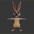 Cute Cartoon Rabbit Character With Big Ears Blue Eyes And Open Arms