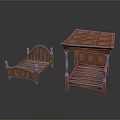 Classic Wooden Furniture Set Featuring Small Bed And Traditional Table Design