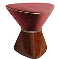 Stylish Modern Upholstered Ottoman Featuring Velvet Textured Fabric Wooden Metal Base Gold Accents