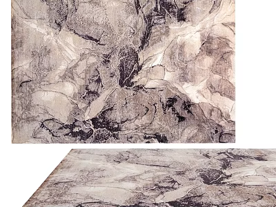 Square Area Rug With Abstract Marble Pattern Beige And Dark Brown Design 3d model
