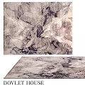 Square Area Rug With Abstract Marble Pattern Beige And Dark Brown Design