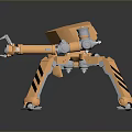 Orange Mechanical Multi Legged Game Movie Character With Metallic Joints And Claws