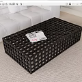 Black Lattice Design Coffee Table In Living Room With White Sofa And Light Carpet 3d model