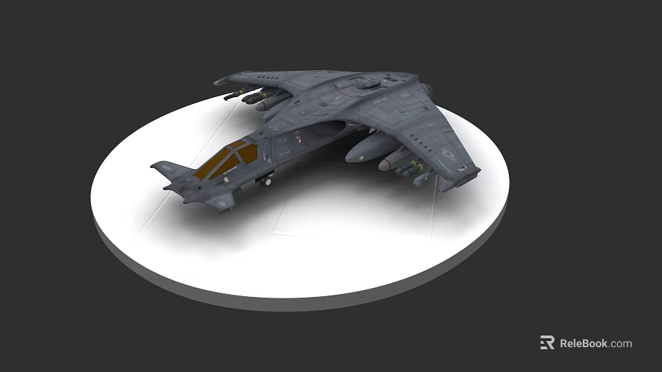Grey Military Aircraft Weapon Model With Multiple Mounts And Transparent Cockpit 3d model 