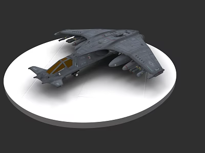 Grey Military Aircraft Weapon Model With Multiple Mounts And Transparent Cockpit 3d model