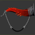 Unique Musical Instrument And Art Tools With Red Silver Decorative Chain And Spiked Design