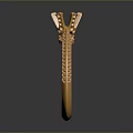 Golden Metal Hardware Tool Accessory With Intricate Patterns And Crown Design 3d model