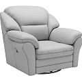 Plush Beige Recliner Chair With Swivel Base And Comfortable Ottoman Footrest