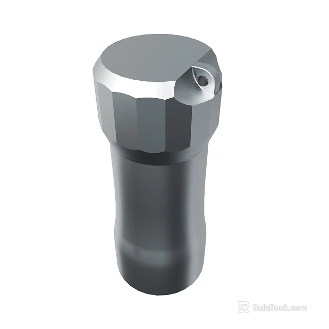 Industrial Metal Cylindrical Component With Hexagonal Cap And Small Hole 3d model 