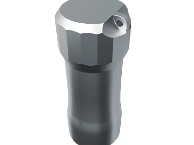 Industrial Metal Cylindrical Component With Hexagonal Cap And Small Hole 3d model