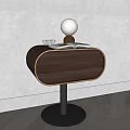 Modern Walnut Bedside Table With Round Base White Lamp And Open Book 3d model