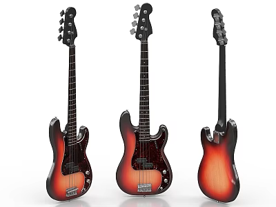 Electric Bass Guitars with Sunburst Finish Classic Design for Music Enthusiasts 3d model