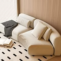Cream wind double sofa carpet book blanket curtain without armrest 3d model