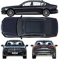 Black BMW Luxury Sedan Exterior Design Front and Rear Views