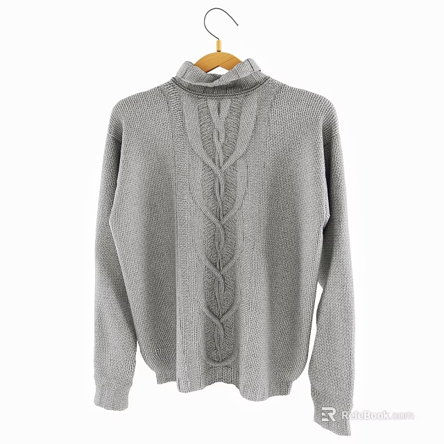 Gray Turtleneck Sweater Featuring Warm Knitted Texture And Stylish Comfortable Fit 3d model