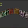 Vintage Wooden Cabinets In Various Colors With Decorative Details And Styles
