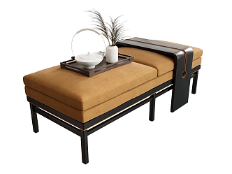 Bed End Stool Bench Sofa Stool Low Stool Plant Vase Ornaments Tea Set 3d model