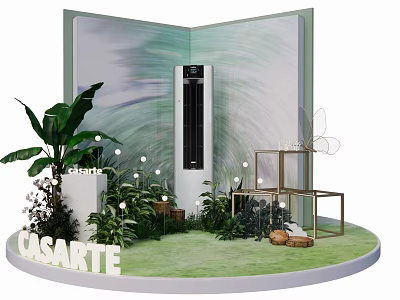 CASARTE Interactive Area with Air Conditioner Green Plants Decorative Lights and Circular Platform 3d model
