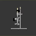 Industrial Pipeline System With Metal Pipes Valves Gauges And Support Stand