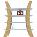 Modern Wooden Bookcase With Open White Shelves And Decorative Elements Design