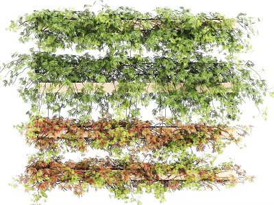 Vines Garland With Green And Red Leaves For Natural Wall Decoration 3d model