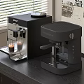 Modern Home Kitchen Coffee Machines With Stainless Steel And Black Design On Counter
