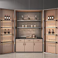 Elegant Modern Wine Cabinet With Double Doors Glass Shelves And Wine Bottles