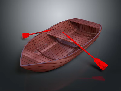 Traditional Wooden Rowboat With Red Oars For Water Transport Use 3d model Traditional Wooden Rowboat With Red Oars For Water Transport Use 3d model