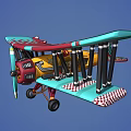 Three Colorful Vintage Biplane Fighter Planes Flying Together in Blue Sky