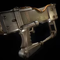 Detailed Futuristic Metallic Sci Fi Weapon With Barrel Grip And Ammunition Clips