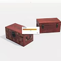 Two Vintage Red Wooden Boxes With Ornate Patterns And Smooth Surface 3d model