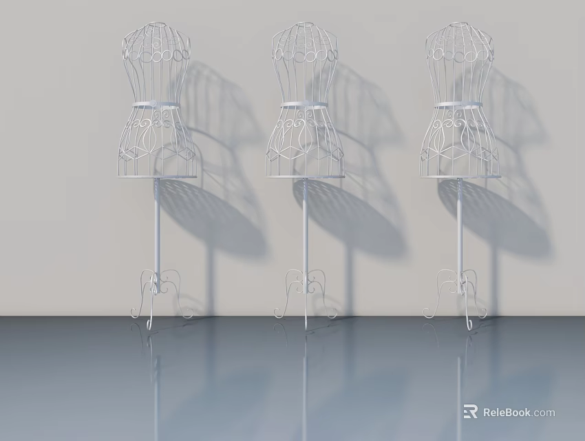 Three White Swing Doors In Modern Interior With Smooth Floor And Shadows 3d model