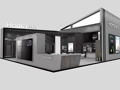 Homa Exhibition Booth Modern Design With Display Area And Reception Counter 3d model