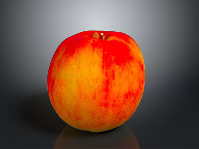 Juicy Ripe Red and Yellow Apple on Dark Background with Shiny Surface 3d model