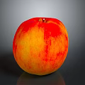Juicy Ripe Red and Yellow Apple on Dark Background with Shiny Surface