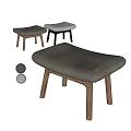 Modern Gray And Dark Gray Ottoman Stools With Wooden Legs Upholstered Seats