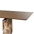 Modern Brown Dining Table With Smooth Top And Unique Marble Patterned Legs 3d model