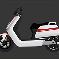 Modern White Scooter With Red Stripes Black Seat And Reflective Surface Design