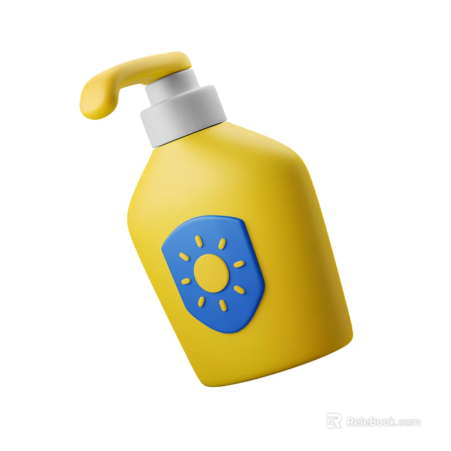 Yellow Bathroom Accessories Hand Soap Dispenser With White Pump And Blue Shield Sun Pattern 3d model