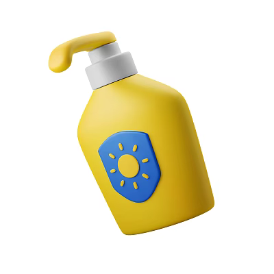 Yellow Bathroom Accessories Hand Soap Dispenser With White Pump And Blue Shield Sun Pattern 3d model