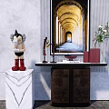 Light Luxury End View Table Entrance Cabinet 3d model