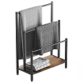 Functional Bathroom Accessories Metal Towel Rack with Wooden Base Hanging and Stacked Towels