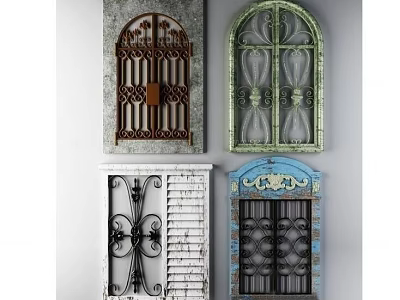 Casement Windows With Decorative Ironwork Various Color Options And Classic Modern Styles 3d model