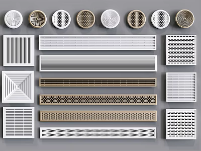 Various Air Conditioner Vent Designs With Different Shapes And Grid Patterns 3d model