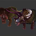 Prehistoric Reptile Triceratops With Colorful Frills And Large Horns 3D Rendering