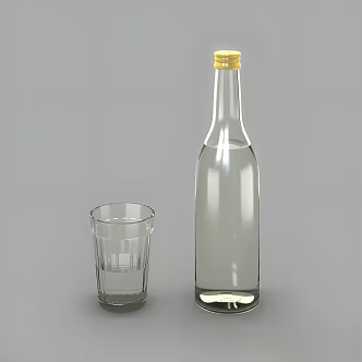 wine bottle wine glass quilt 3d model